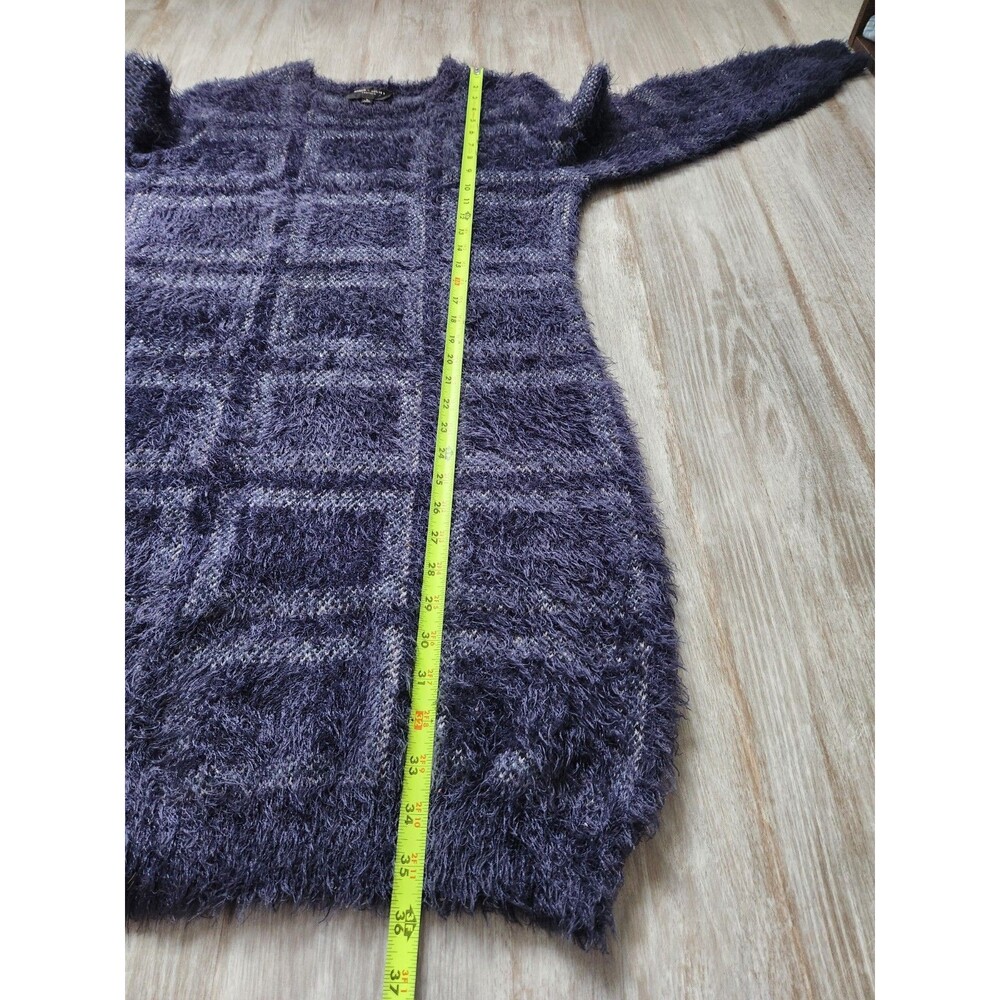 Romeo & Juliet Couture Fuzzy Sweater Dress Blue White Thick Stretch Womens L EUC - Picture 9 of 10